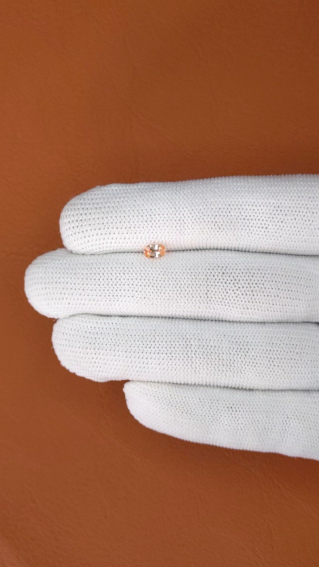0.43 Ct. Peach Sapphire from Ceylon (Sri Lanka) Size Video