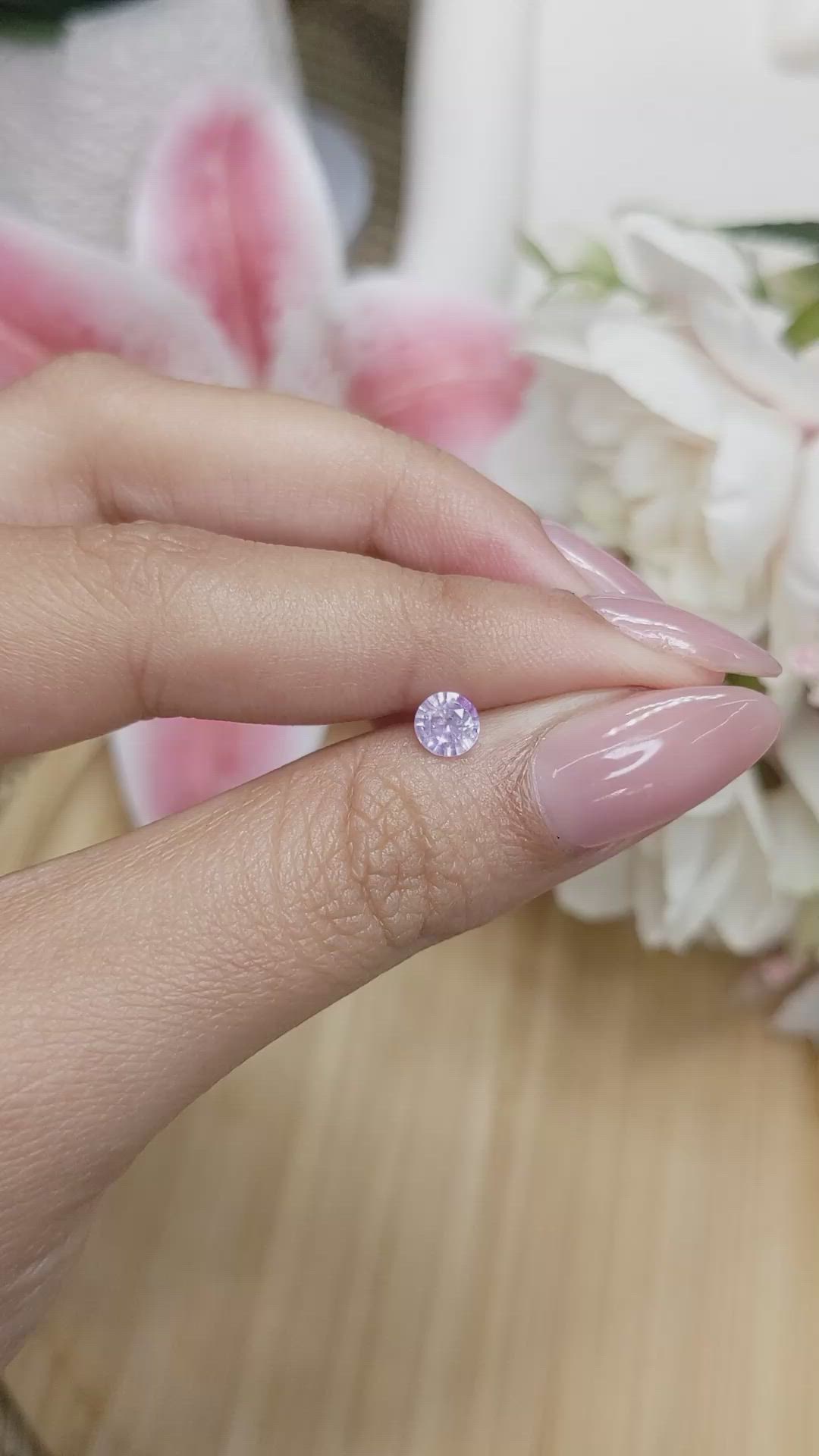 0.52 Ct. Pinkish Purple Sapphire from Ceylon (Sri Lanka) Size Video