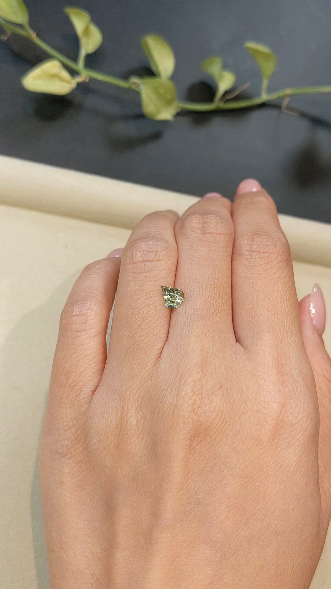 0.88 Ct. Yellowish Green Sapphire from Madagascar Size Video