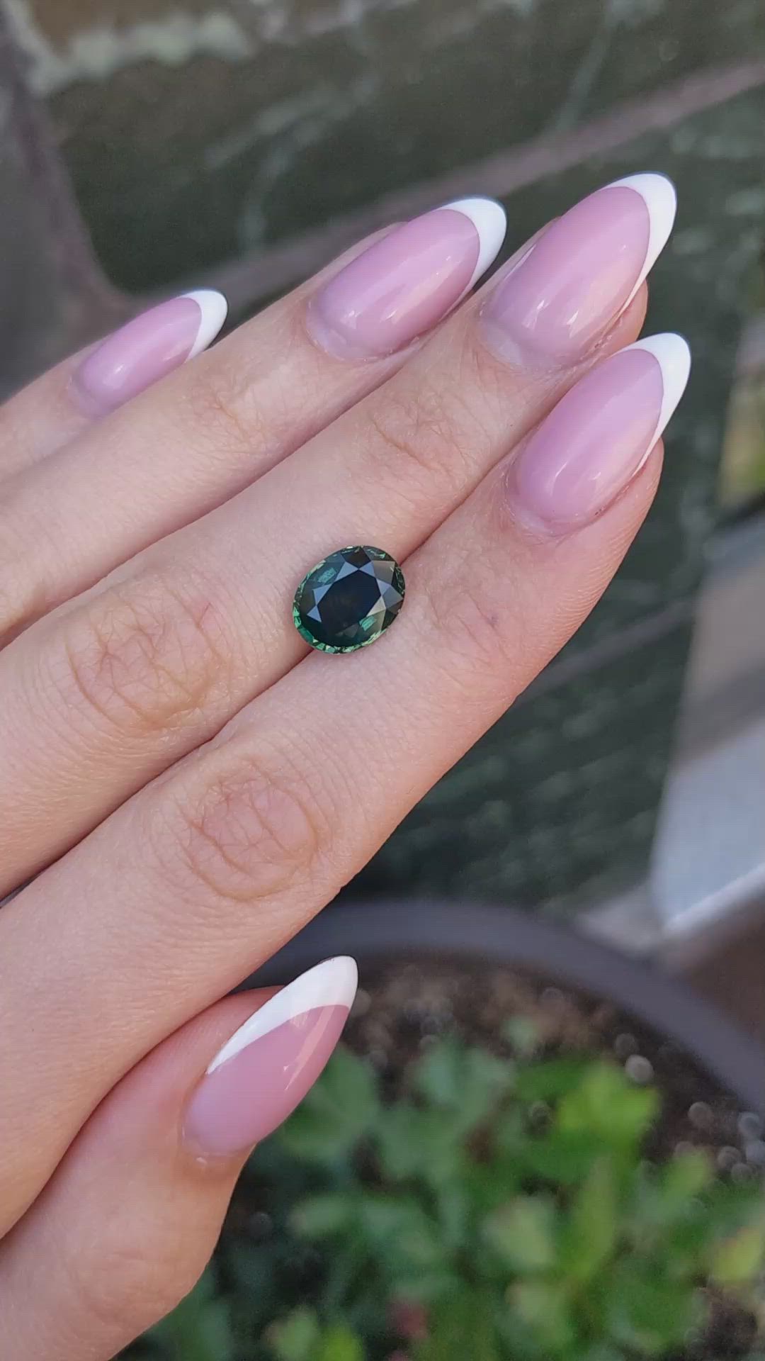 4.12 Ct. Bluish Green Sapphire from Montana Size Video