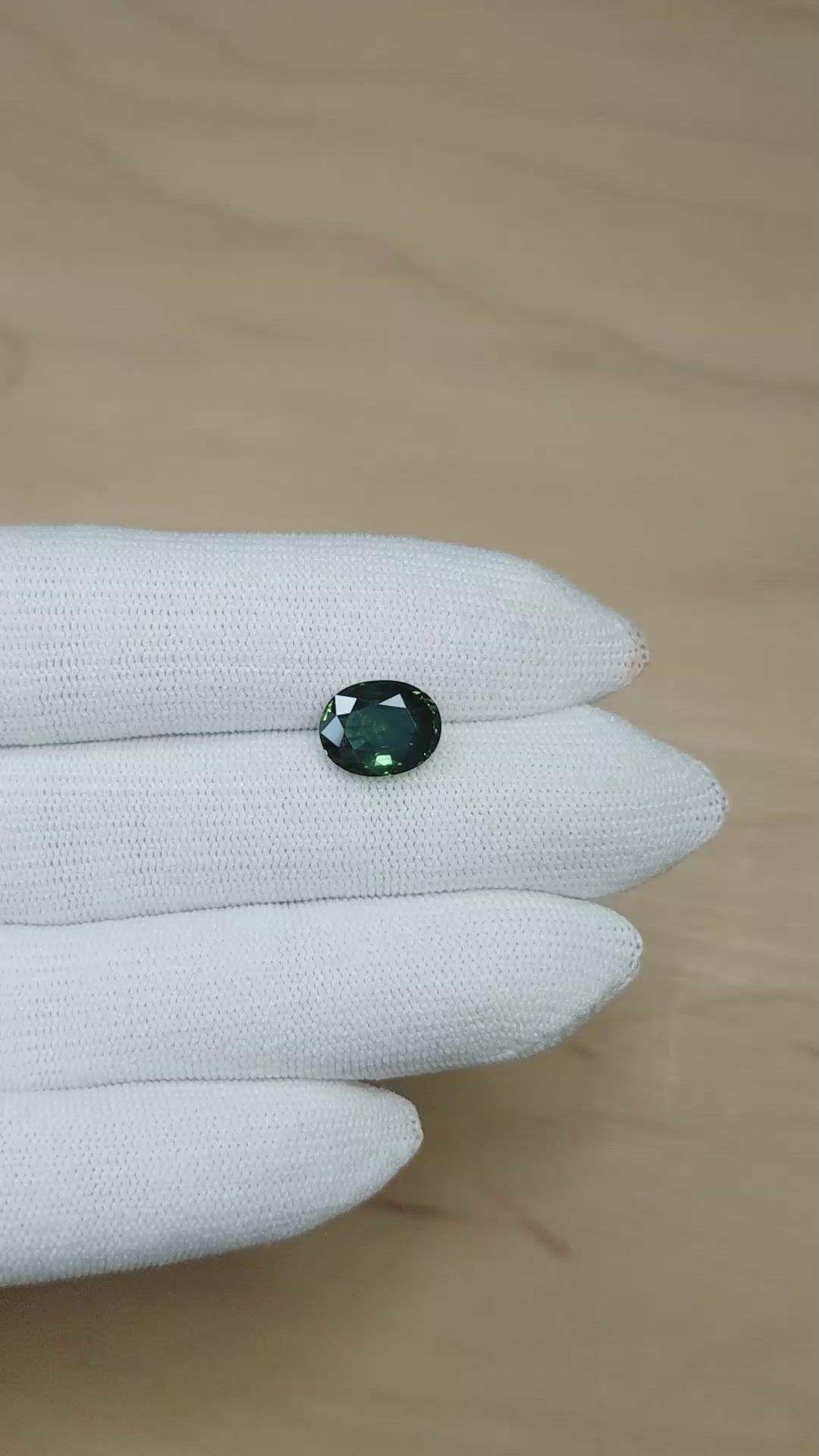 4.12 Ct. Bluish Green Sapphire from Montana Size Video