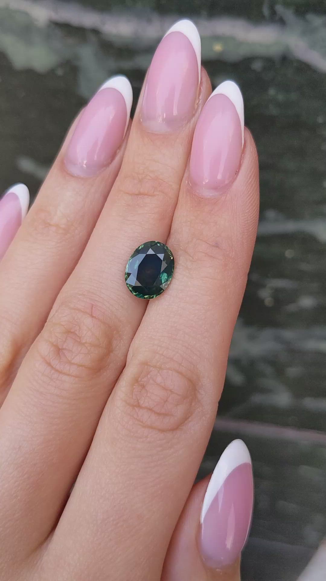 4.12 Ct. Bluish Green Sapphire from Montana Size Video