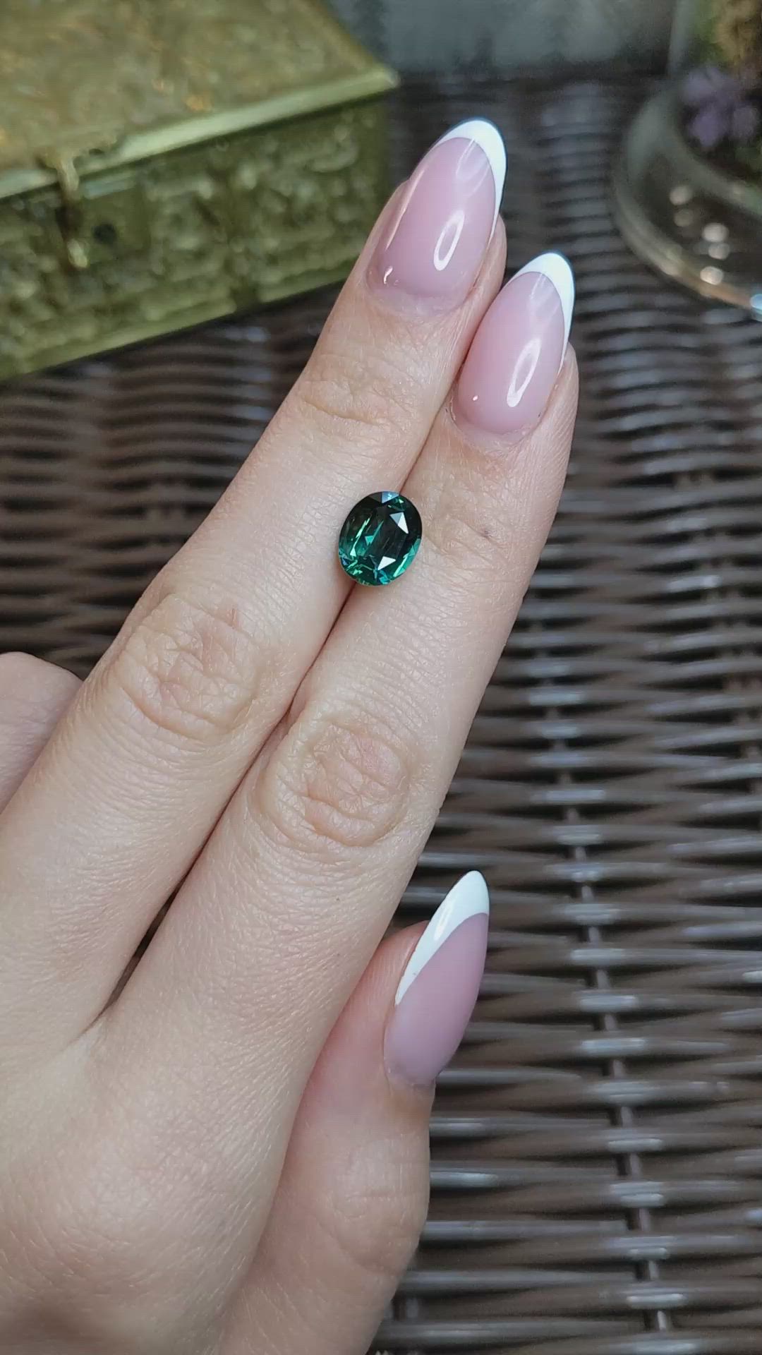 3.01 Ct. Bluish Green Sapphire from Madagascar Size Video