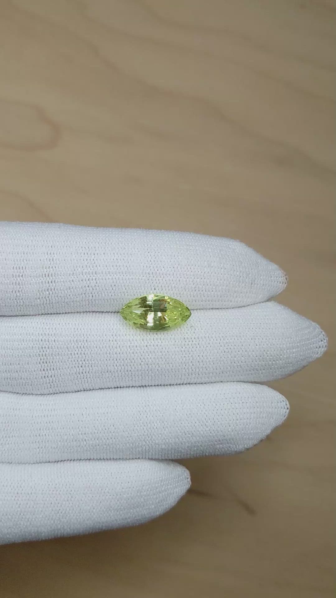 5.40 Ct. Yellowish Green Sapphire from Ceylon (Sri Lanka) Size Video