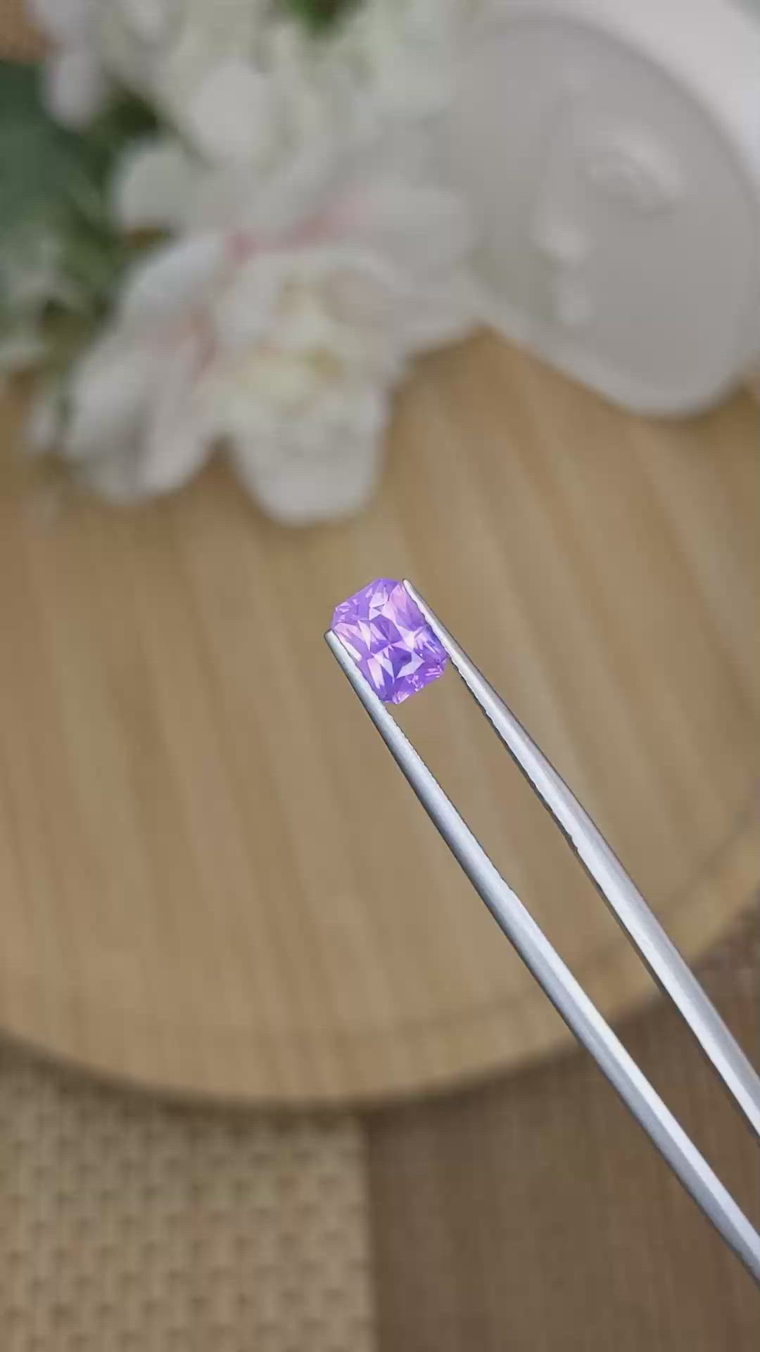 1.43 Ct. Pinkish Purple Sapphire from Ceylon (Sri Lanka) Size Video