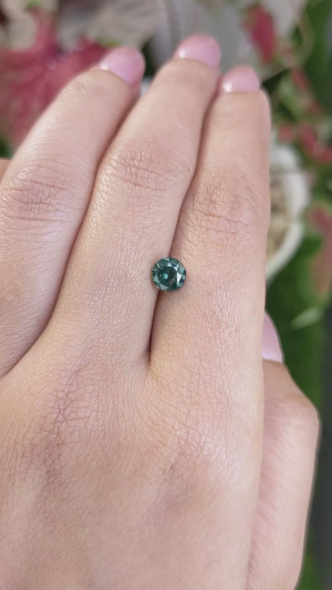 0.98 Ct. Bluish Green Sapphire from Madagascar Size Video