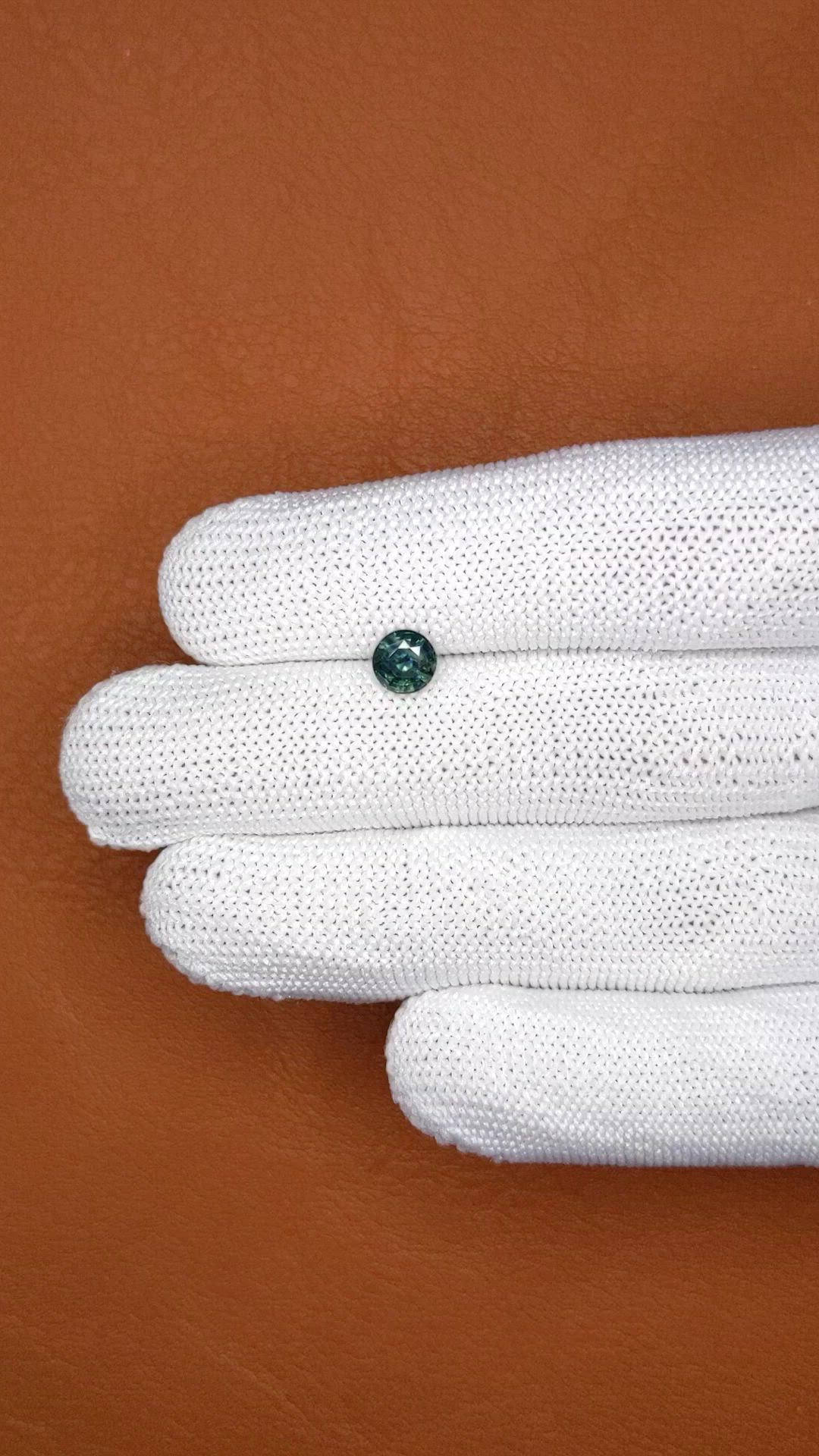 0.98 Ct. Bluish Green Sapphire from Madagascar Size Video