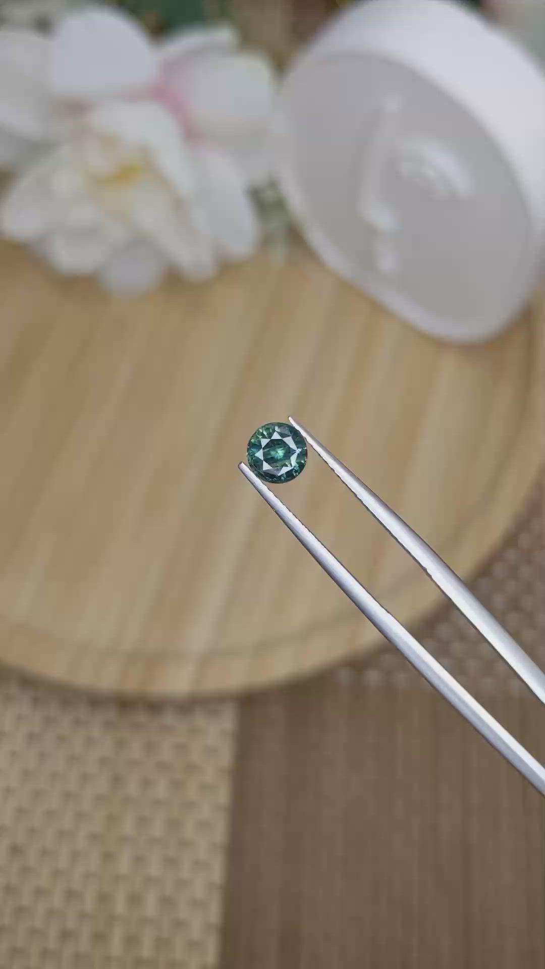 0.98 Ct. Bluish Green Sapphire from Madagascar Size Video