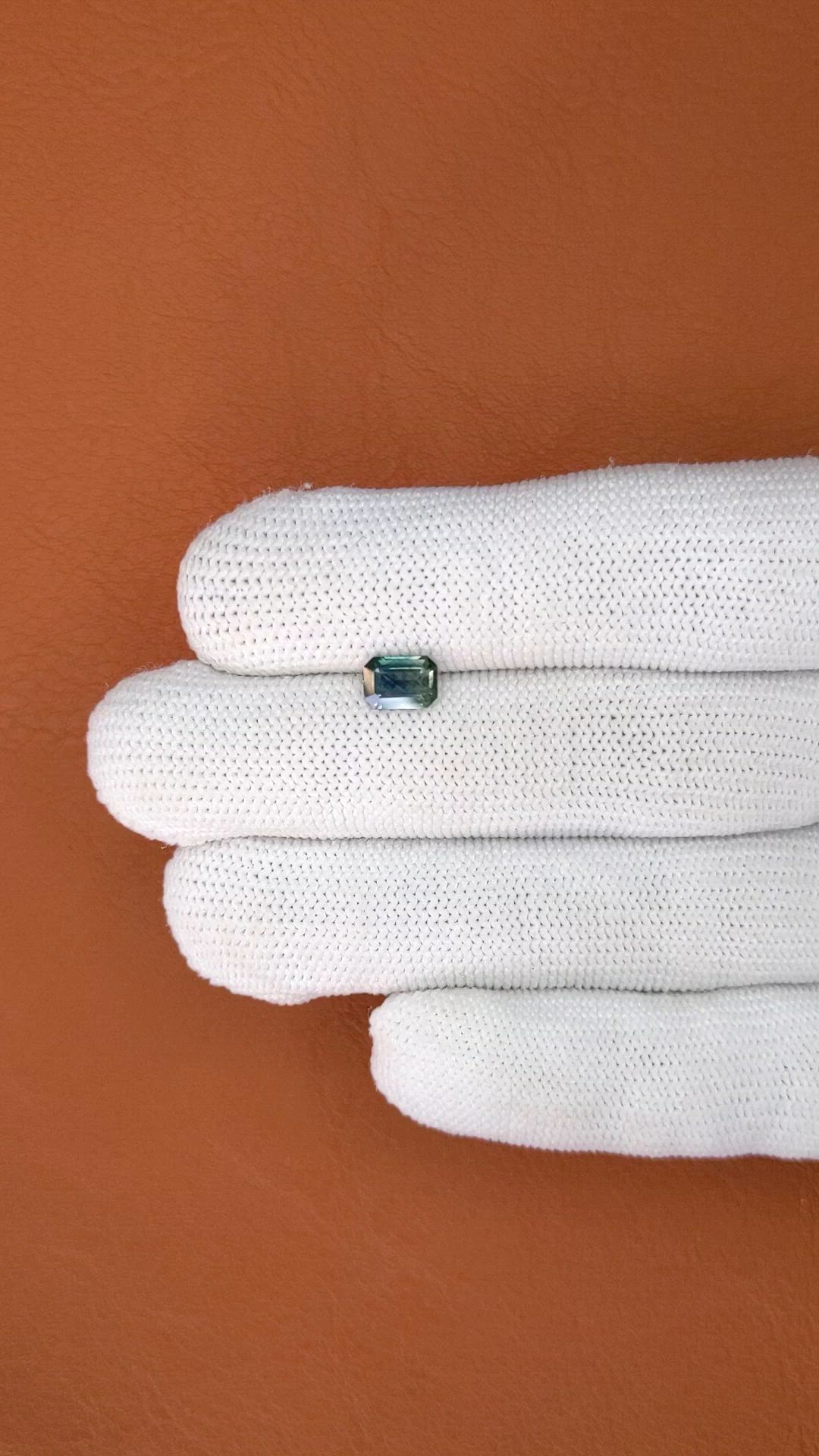 1.24 Ct. Bluish Green Sapphire from Madagascar Size Video