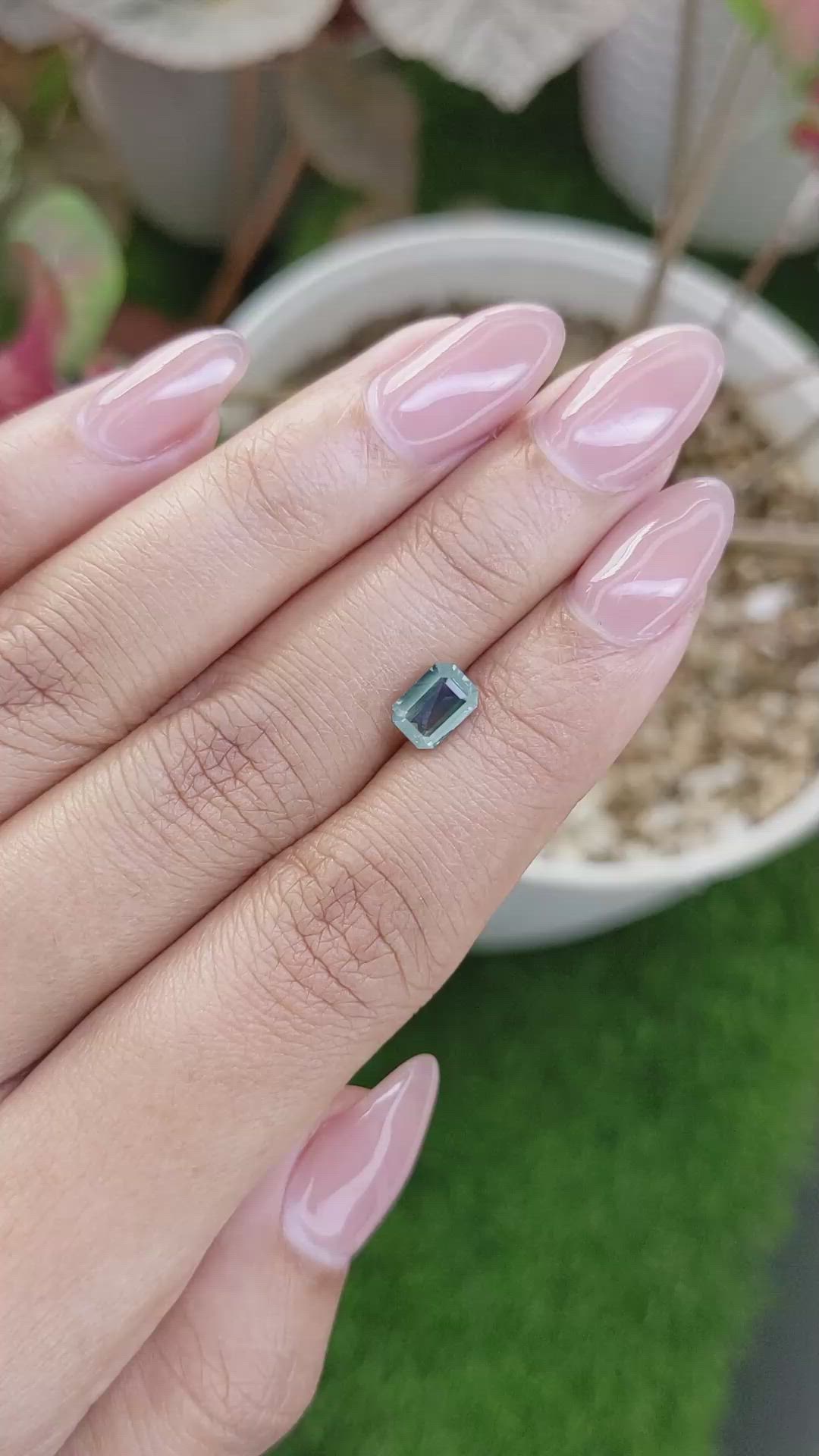 1.24 Ct. Bluish Green Sapphire from Madagascar Size Video
