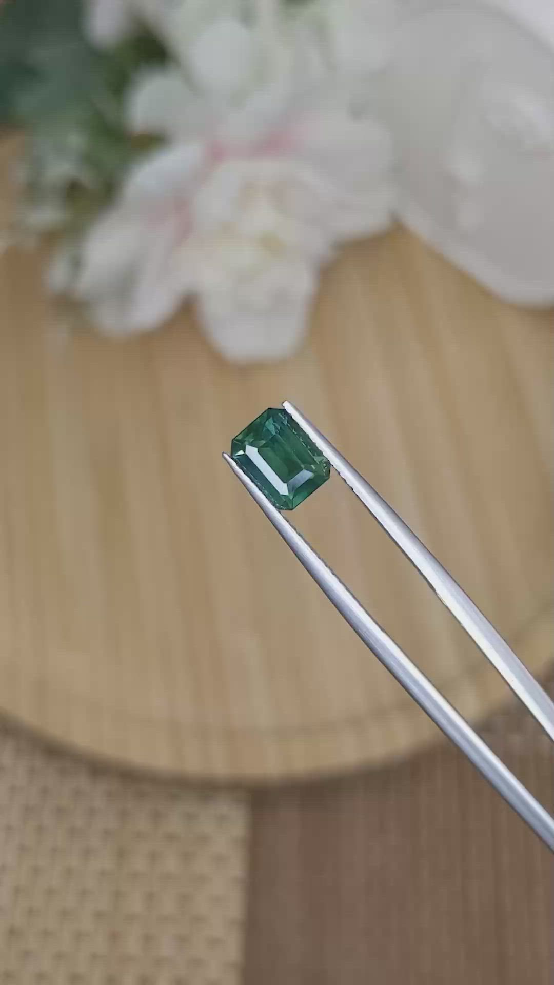 2.07 Ct. Bluish Green Sapphire from Madagascar Size Video