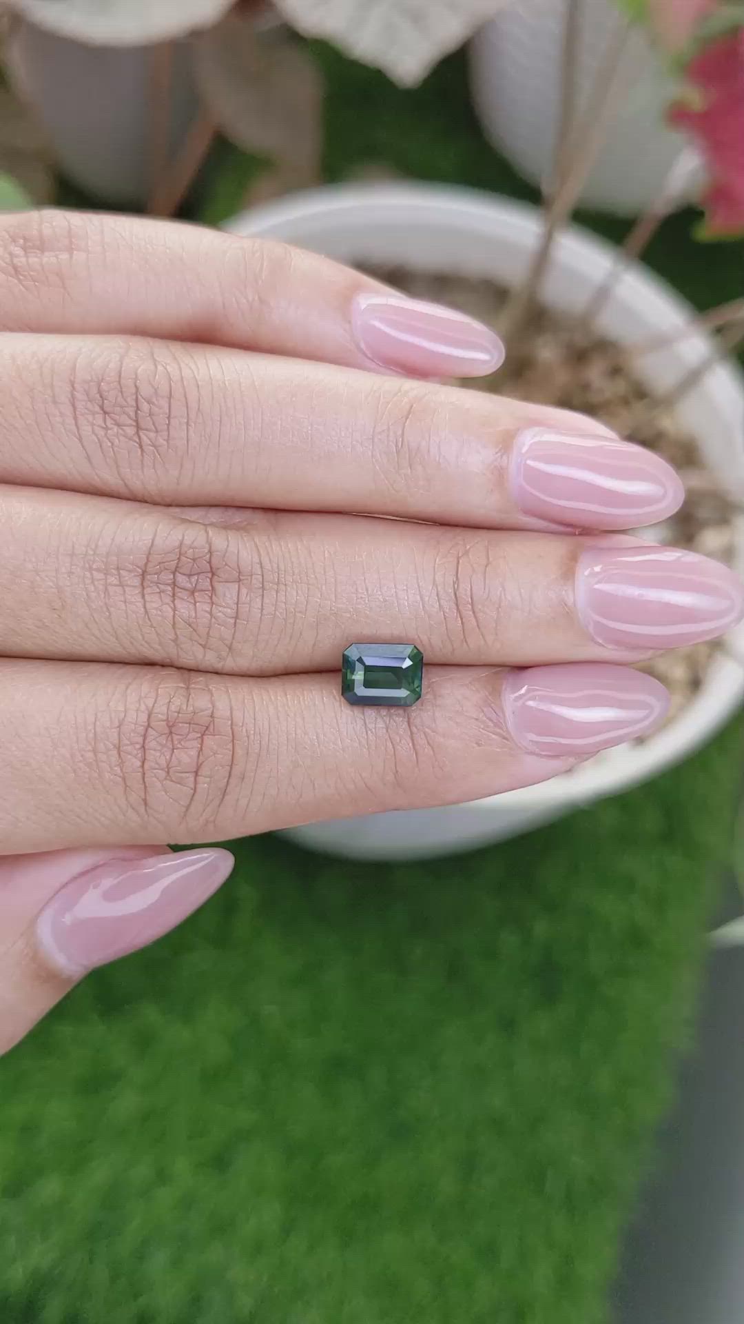 2.07 Ct. Bluish Green Sapphire from Madagascar Size Video