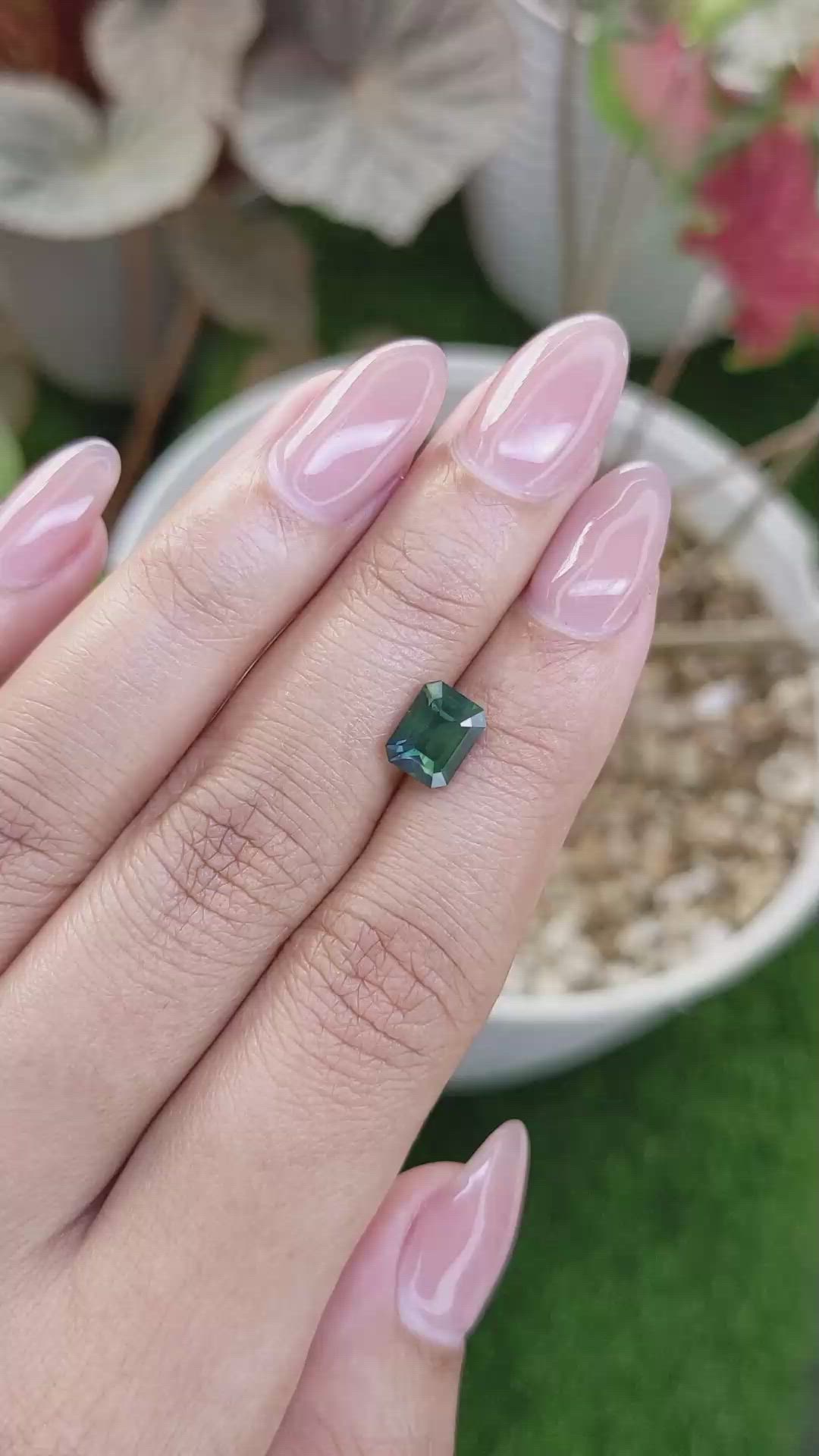 2.07 Ct. Bluish Green Sapphire from Madagascar Size Video