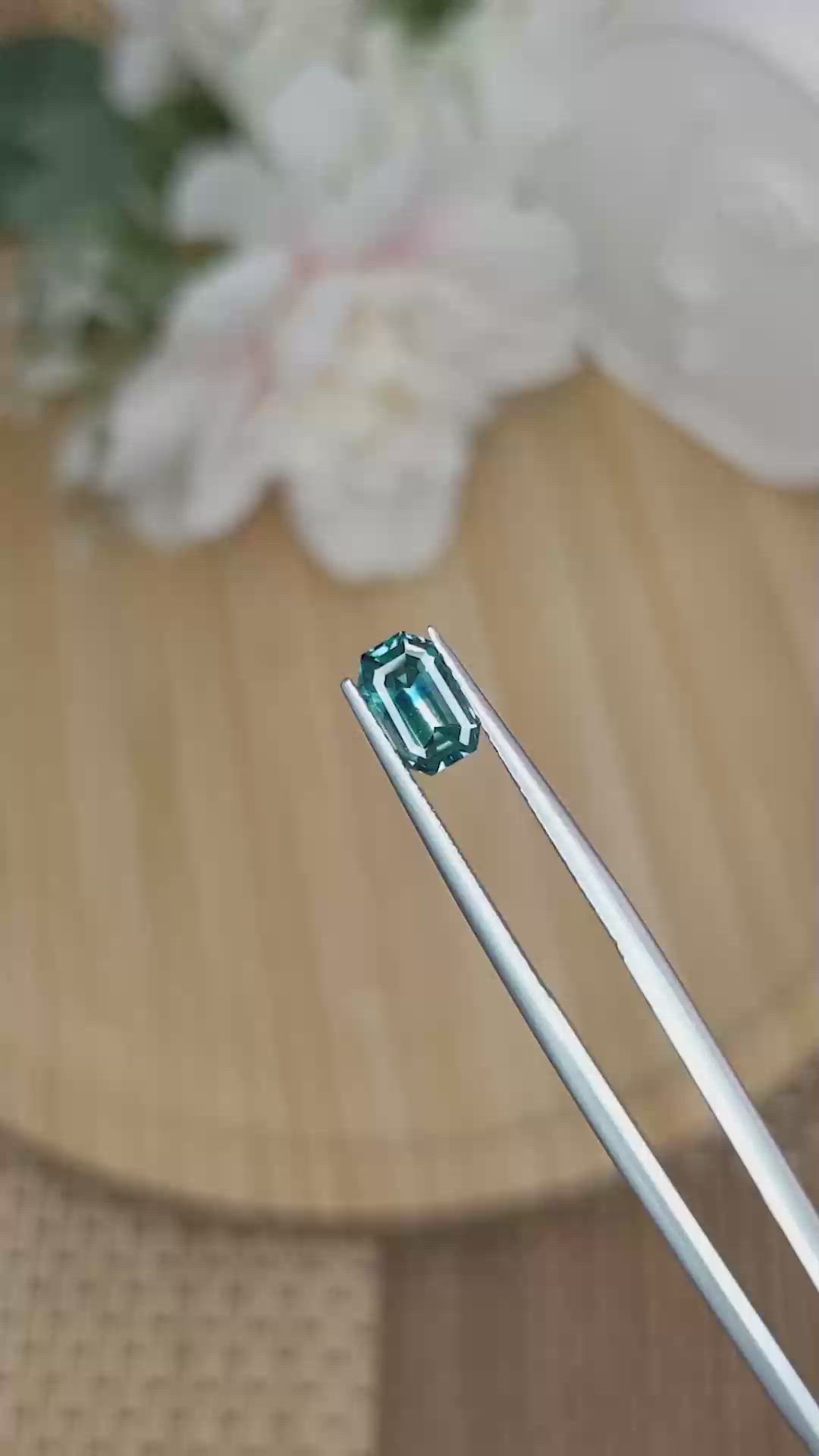 1.32 Ct. Greenish Blue Sapphire from Madagascar Size Video