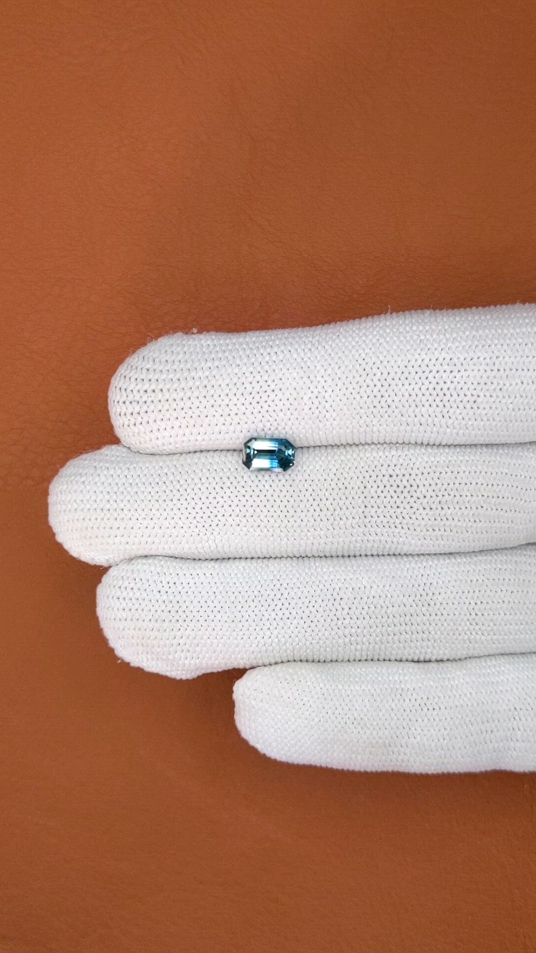 1.32 Ct. Greenish Blue Sapphire from Madagascar Size Video