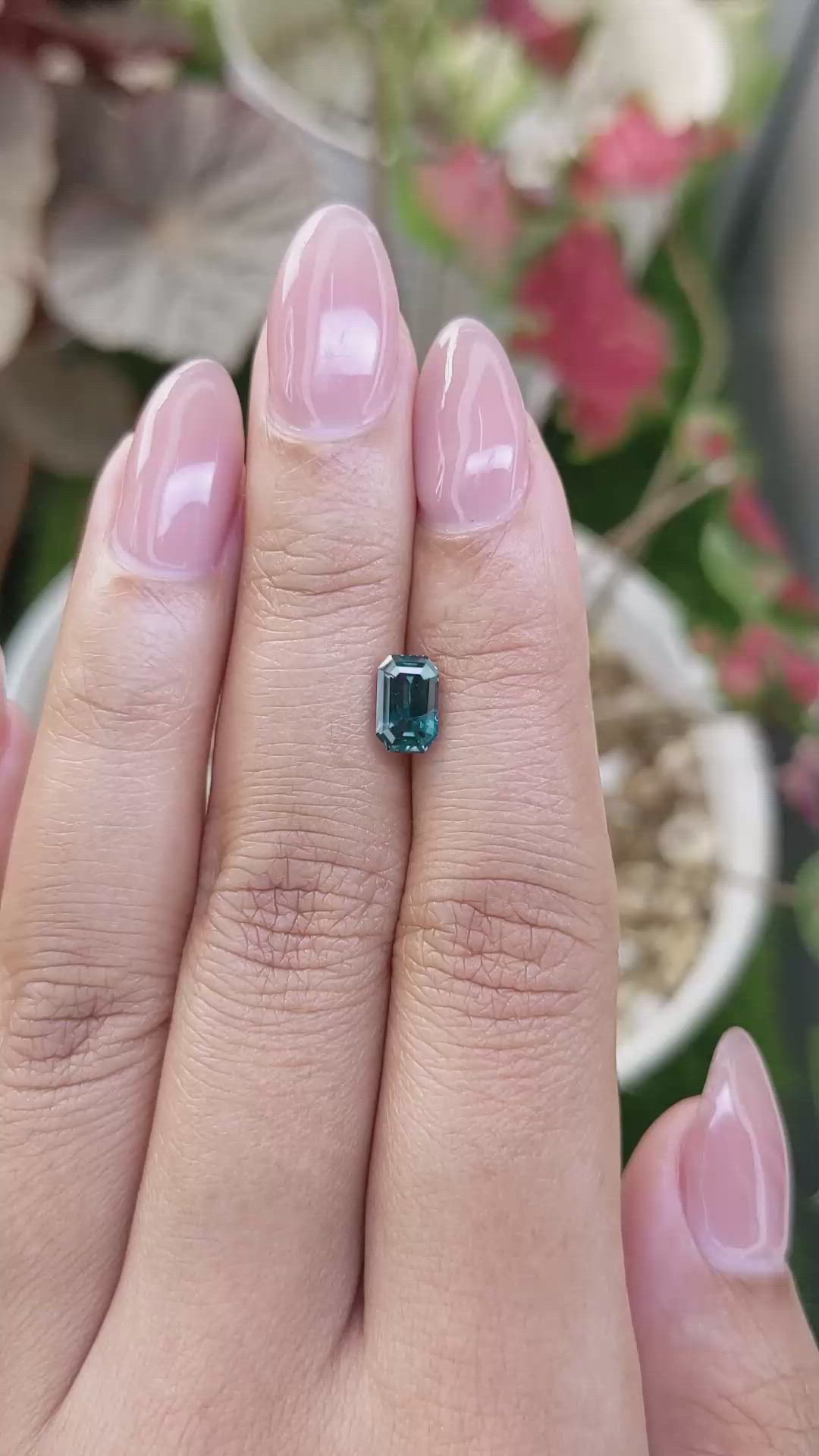 1.32 Ct. Greenish Blue Sapphire from Madagascar Size Video