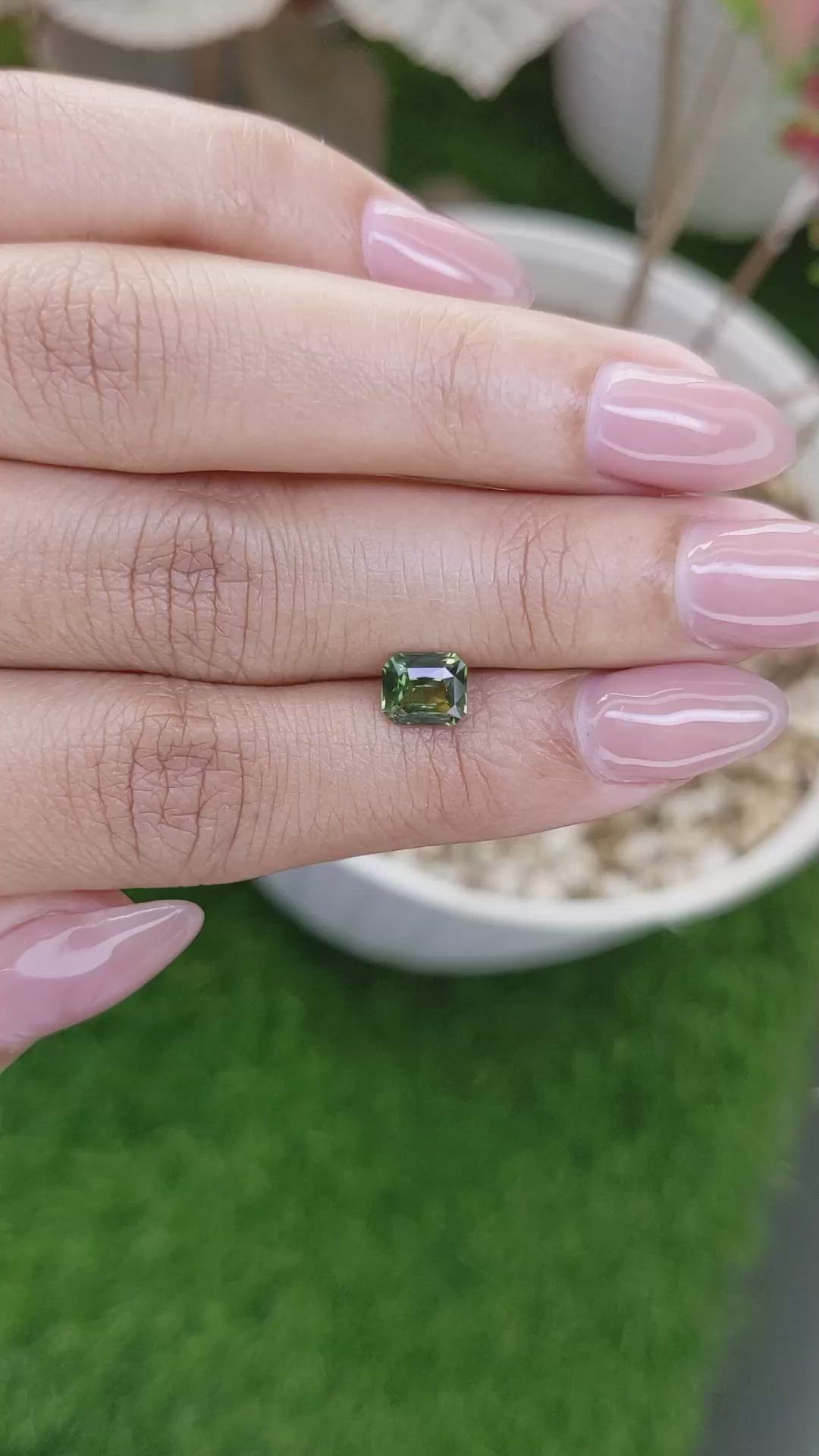 1.08 Ct. Yellowish Green Sapphire from Madagascar Size Video