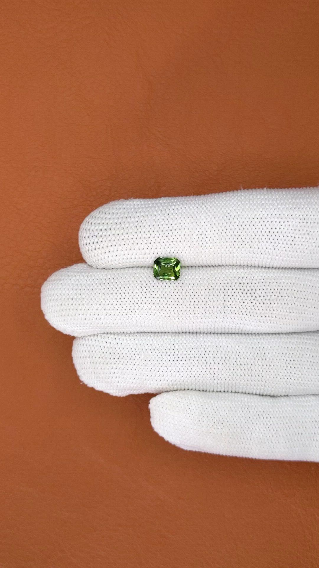 1.08 Ct. Yellowish Green Sapphire from Madagascar Size Video