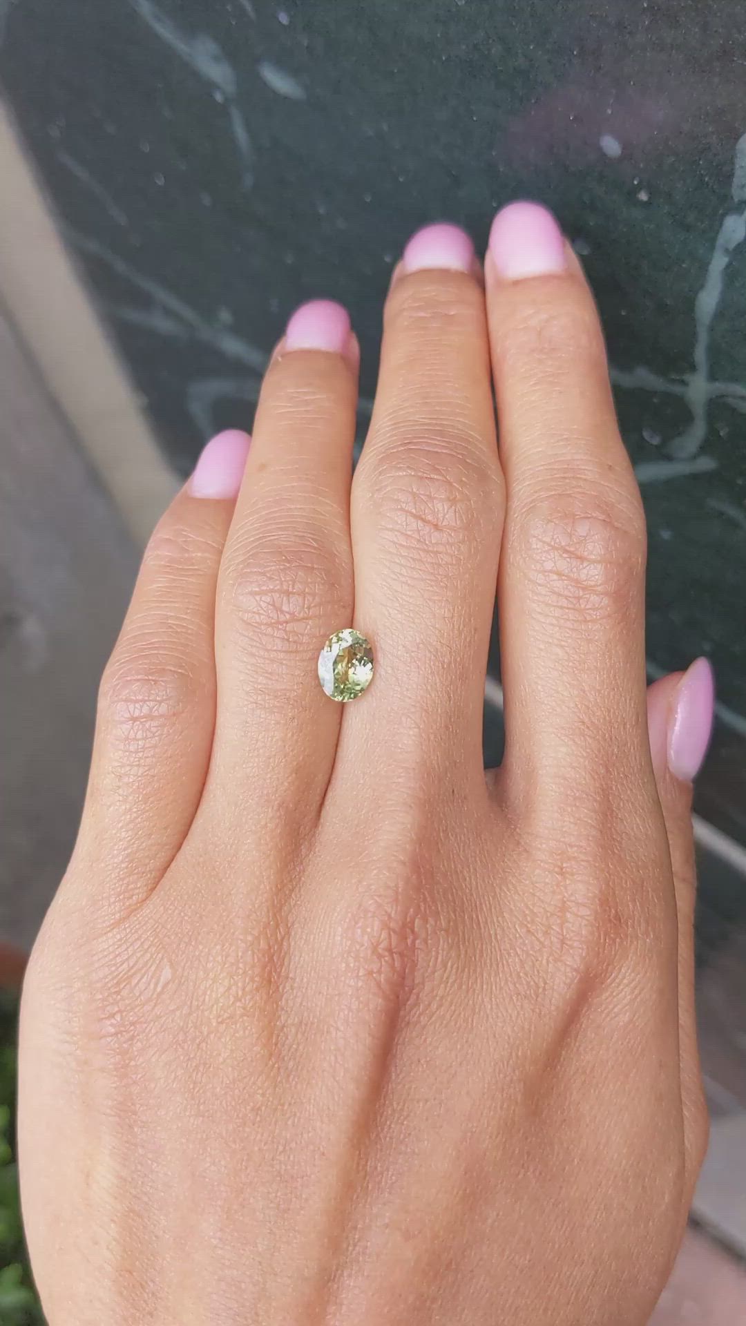 1.58 Ct. Yellowish Green Sapphire from Ceylon (Sri Lanka) Size Video