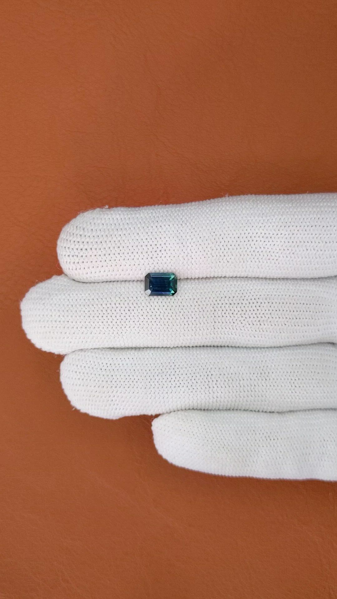1.30 Ct. Greenish Blue Sapphire from Madagascar Size Video