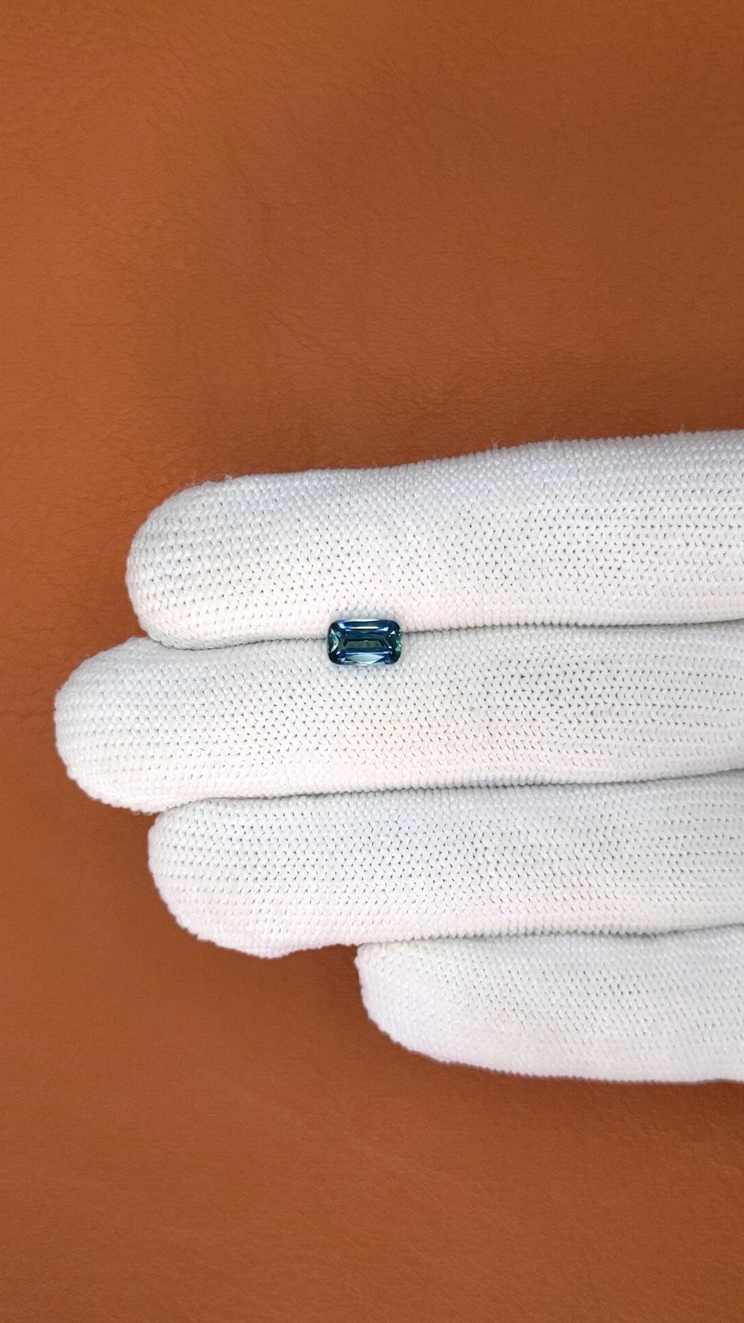 1.51 Ct. Greenish Blue Sapphire from Madagascar Size Video