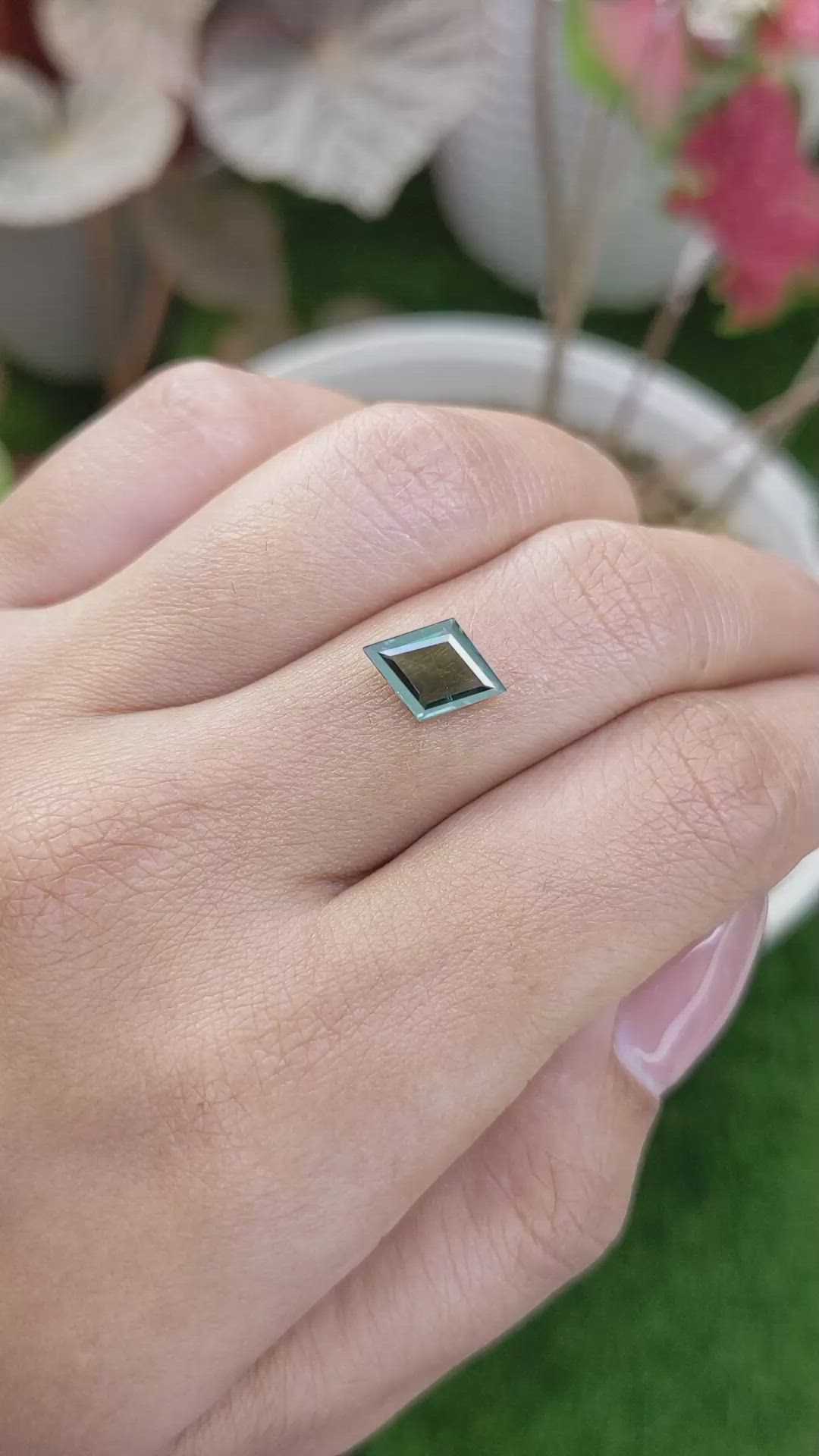 1.51 Ct. Bluish Green Sapphire from Madagascar Size Video