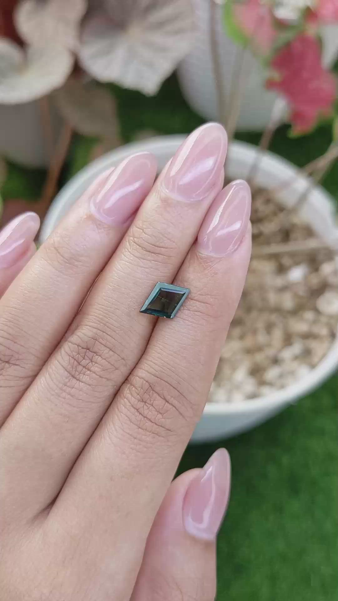 1.51 Ct. Bluish Green Sapphire from Madagascar Size Video