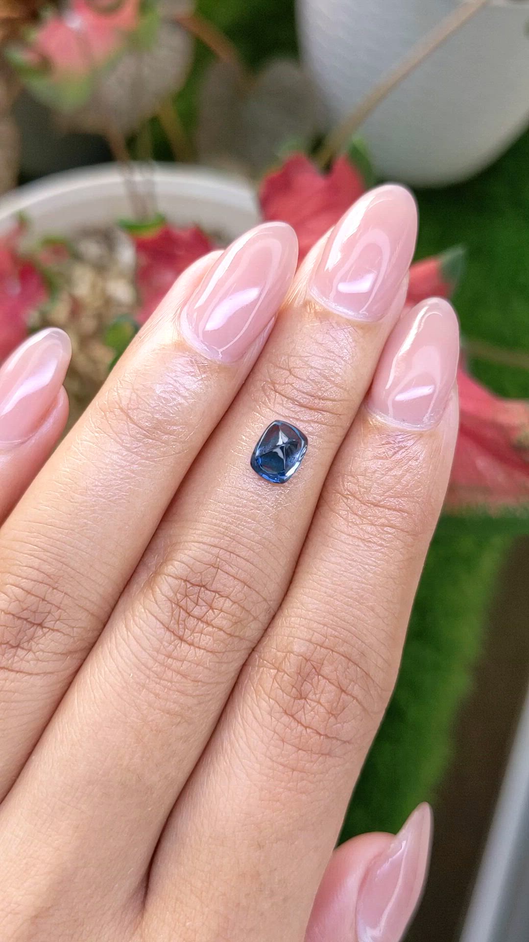 1.27 Ct. Blue Cabochon Sapphire from Ceylon (Sri Lanka) Size Video