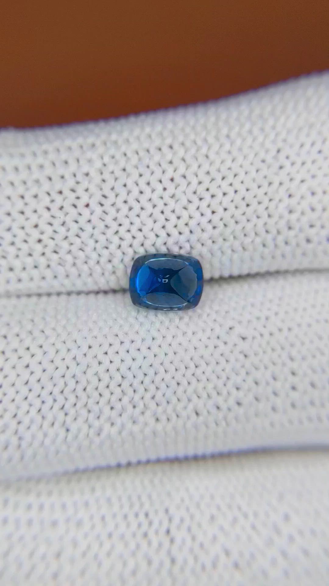 1.27 Ct. Blue Cabochon Sapphire from Ceylon (Sri Lanka) Size Video