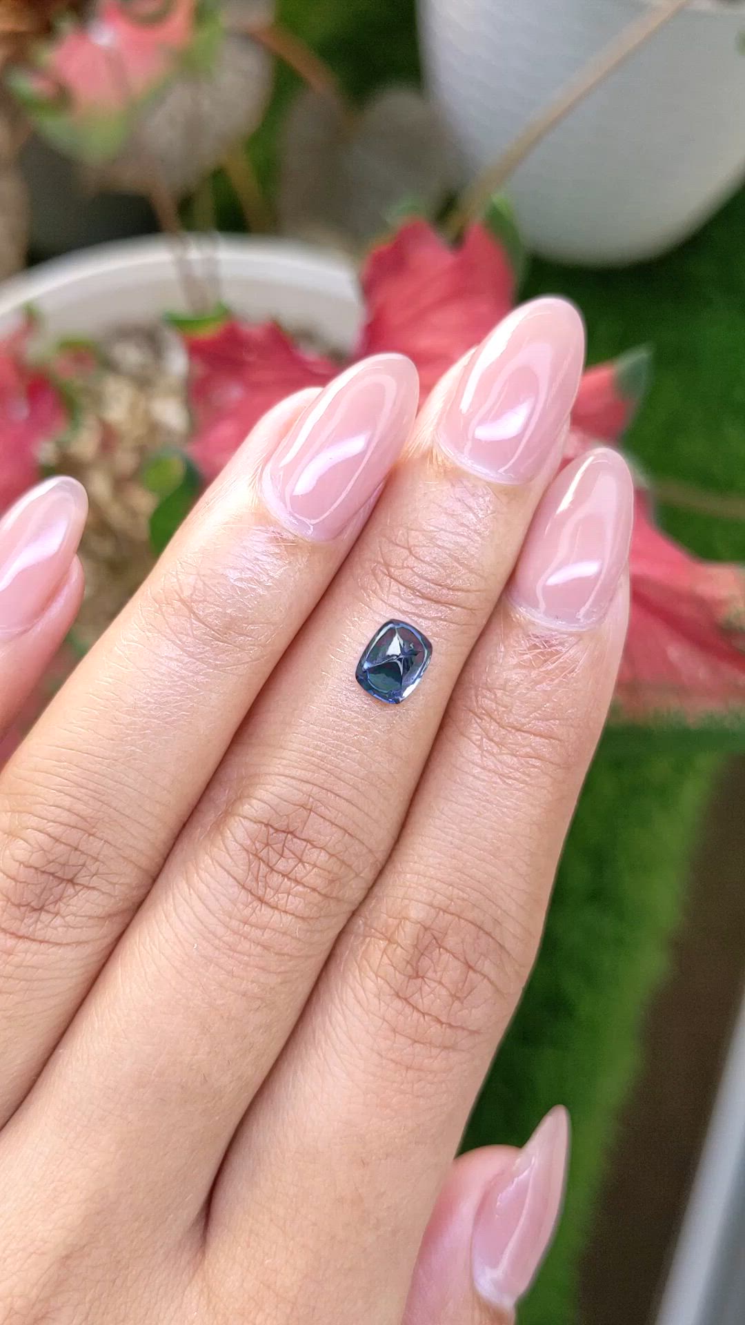 1.27 Ct. Blue Cabochon Sapphire from Ceylon (Sri Lanka) Size Video