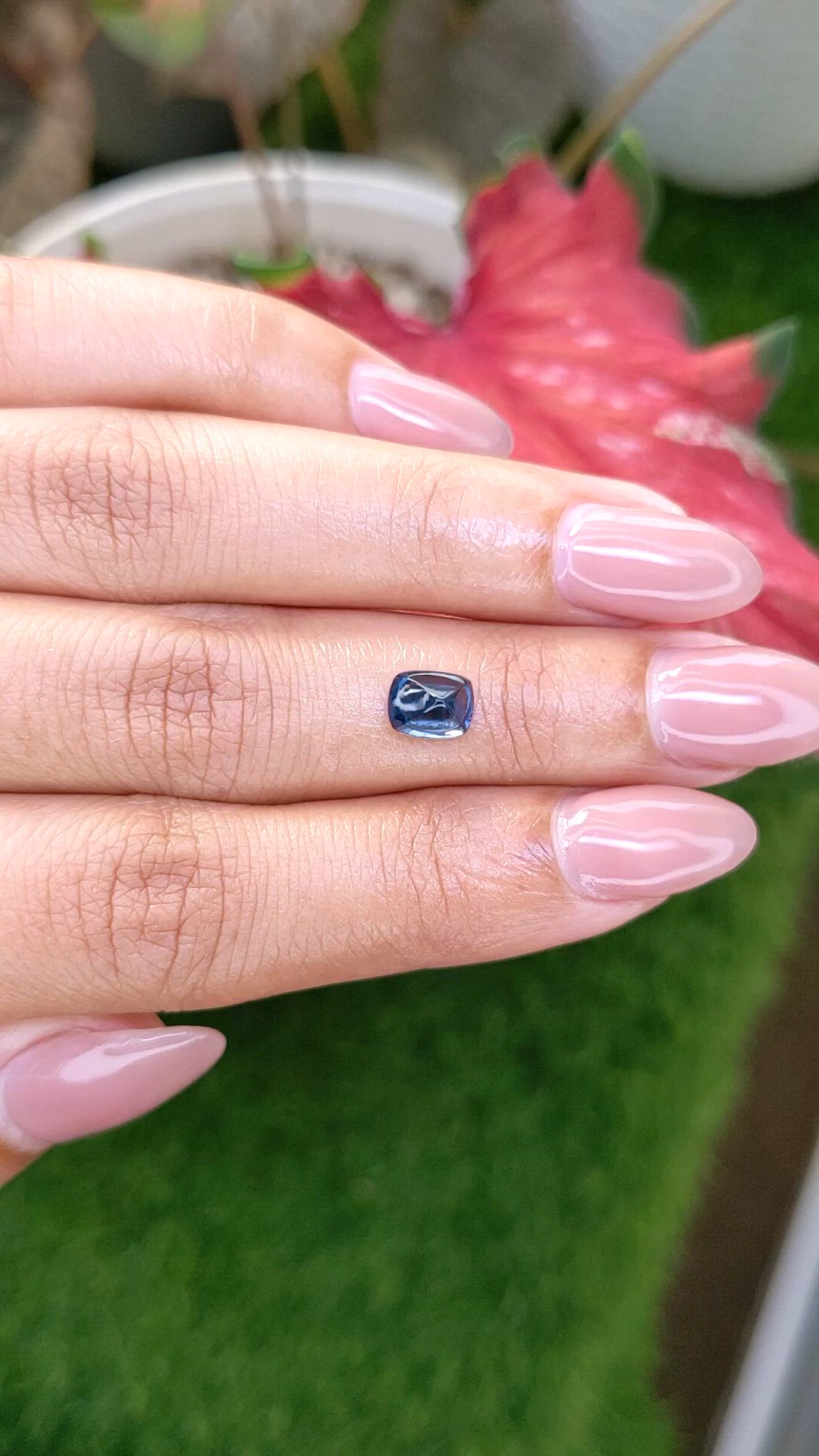 1.27 Ct. Blue Cabochon Sapphire from Ceylon (Sri Lanka) Size Video