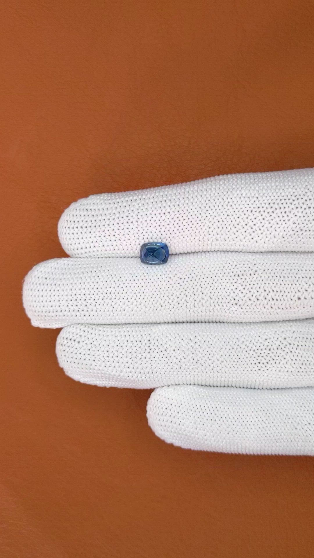 1.27 Ct. Blue Cabochon Sapphire from Ceylon (Sri Lanka) Size Video