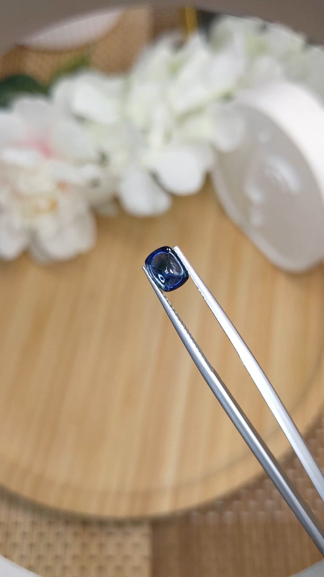 1.27 Ct. Blue Cabochon Sapphire from Ceylon (Sri Lanka) Size Video