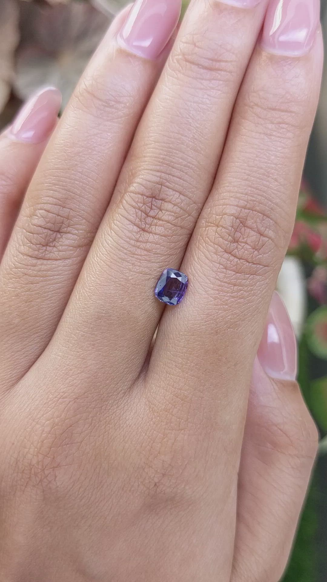0.84 Ct. Bluish Purple Sapphire from Ceylon (Sri Lanka) Size Video