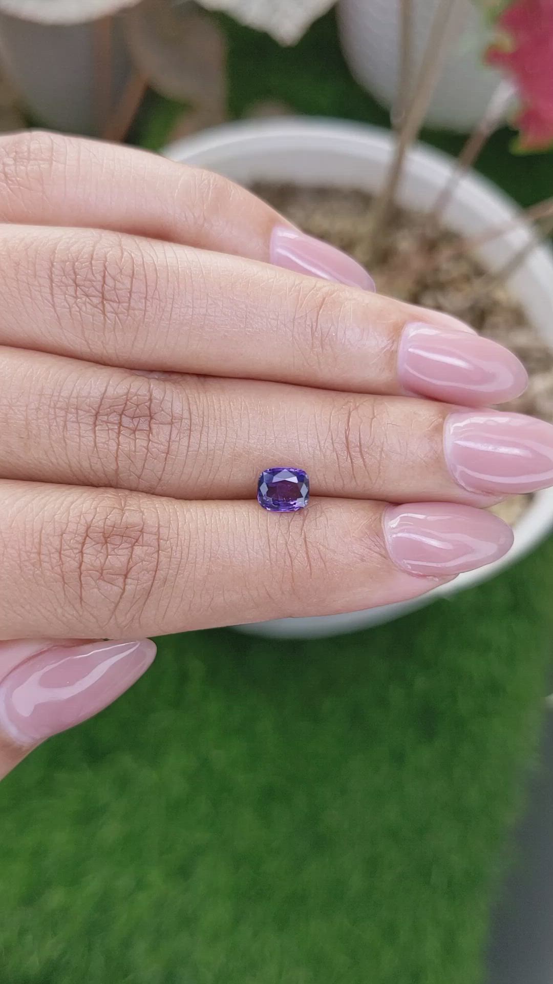 0.84 Ct. Bluish Purple Sapphire from Ceylon (Sri Lanka) Size Video