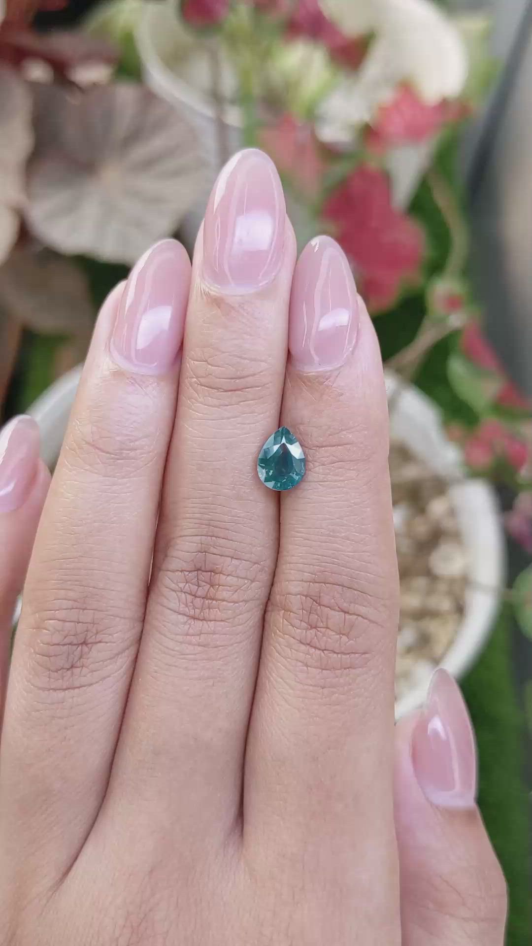 1.32 Ct. Greenish Blue Sapphire from Madagascar Size Video
