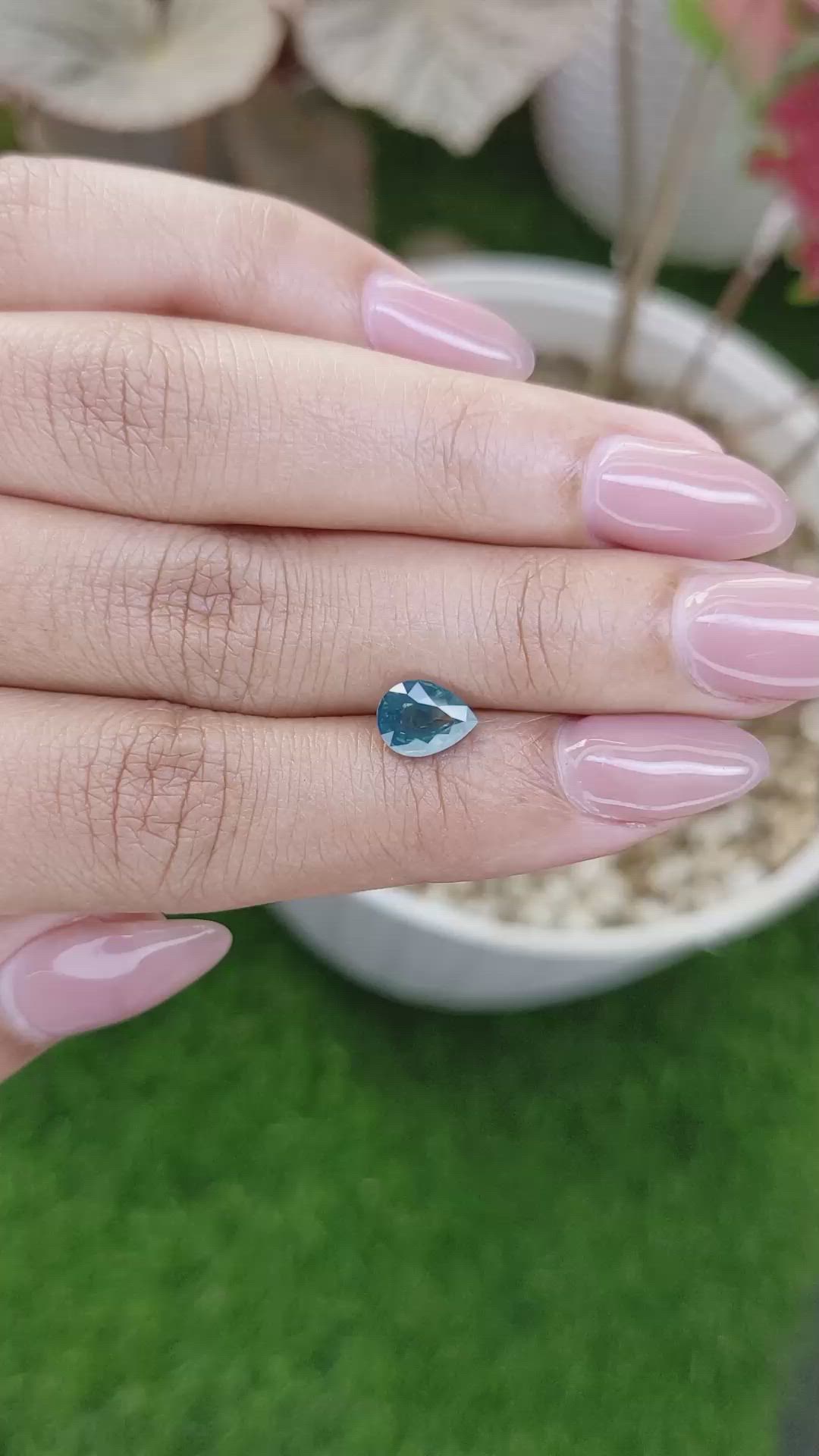 1.32 Ct. Greenish Blue Sapphire from Madagascar Size Video