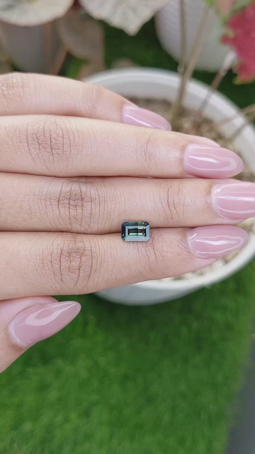 1.48 Ct. Bluish Green Sapphire from Madagascar Size Video