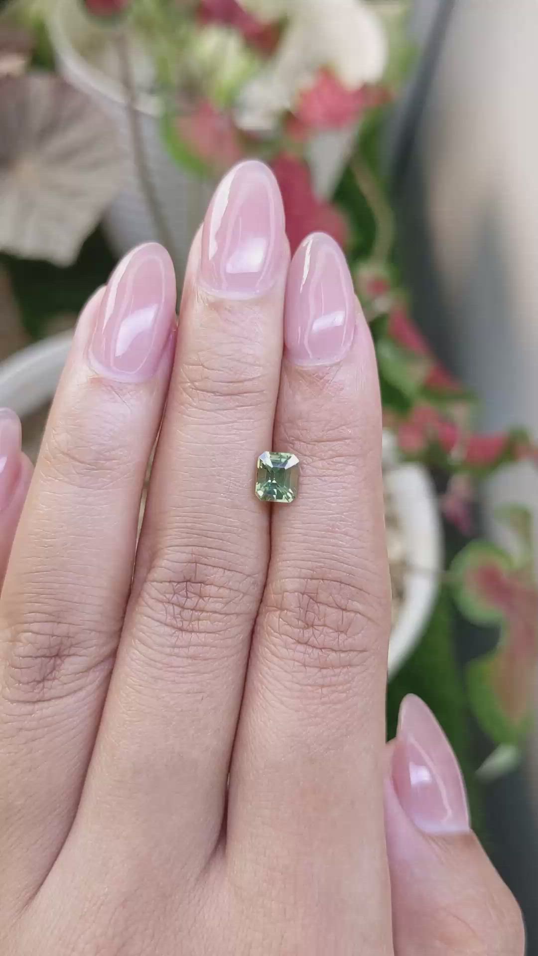 1.09 Ct. Yellowish Green Sapphire from Madagascar Size Video