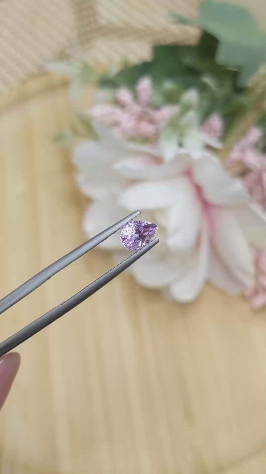 1.13 Ct. Pinkish Purple Sapphire from Ceylon (Sri Lanka) Size Video