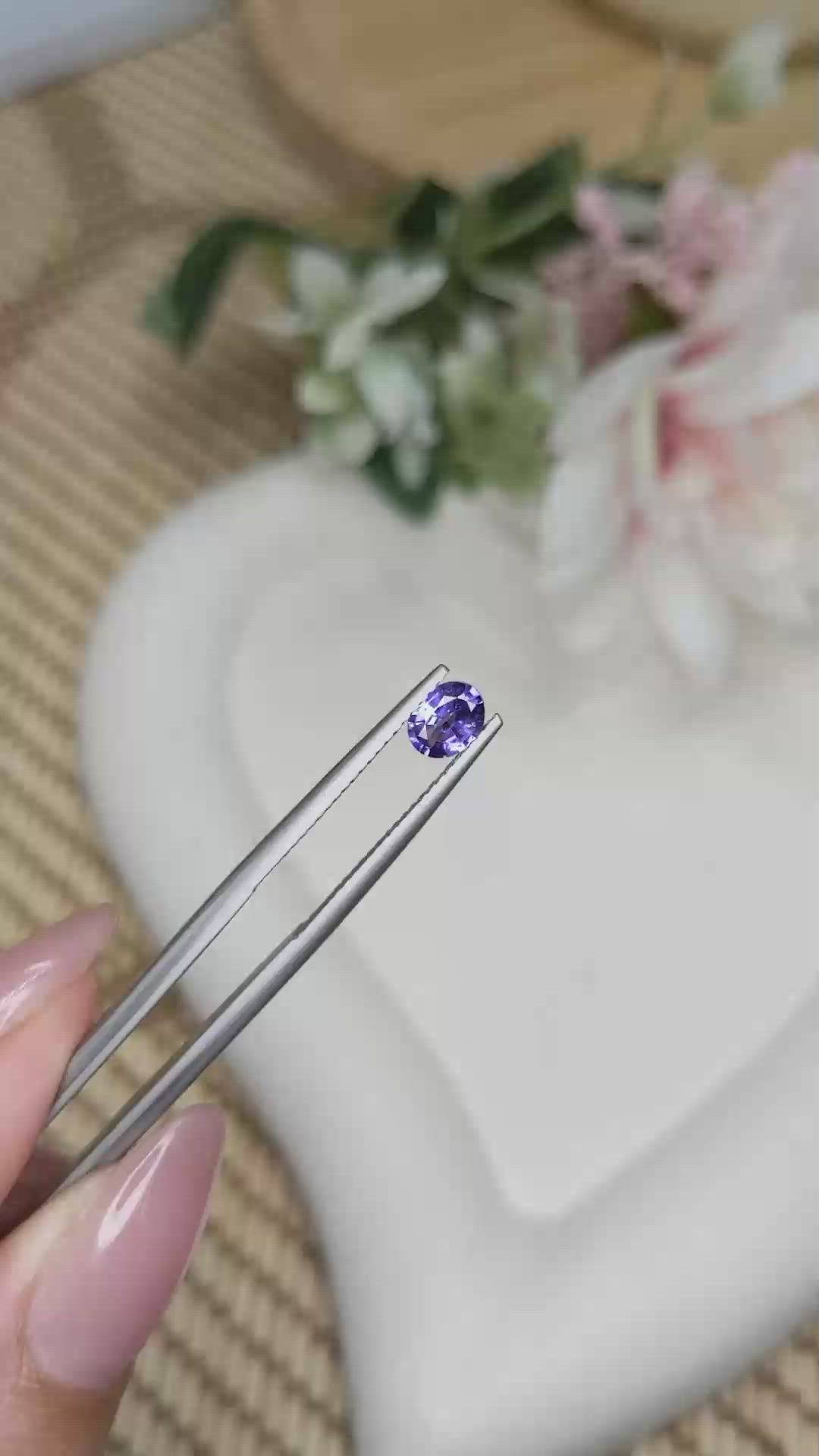 0.51 Ct. Violet Sapphire from Ceylon (Sri Lanka) Size Video