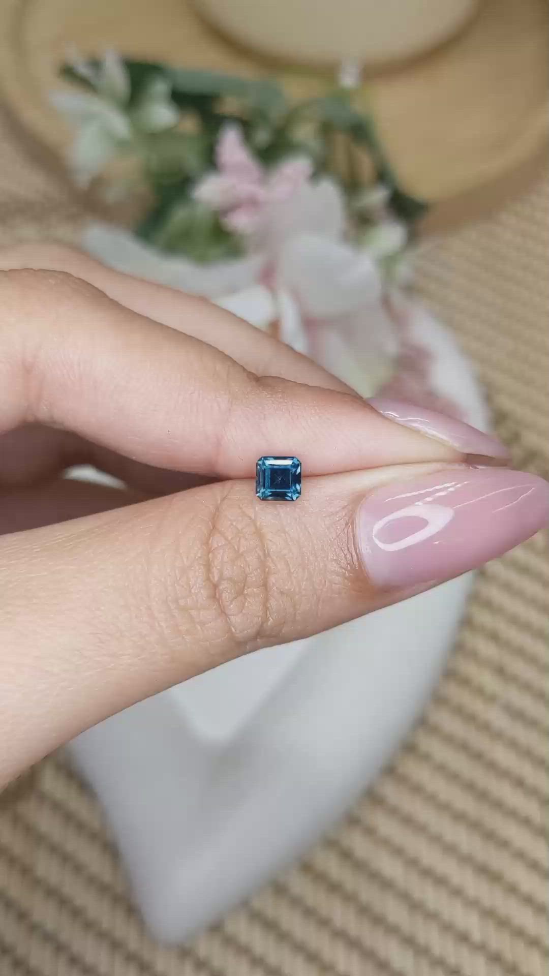 0.71 Ct. Greenish Blue Sapphire from Ceylon (Sri Lanka) Size Video