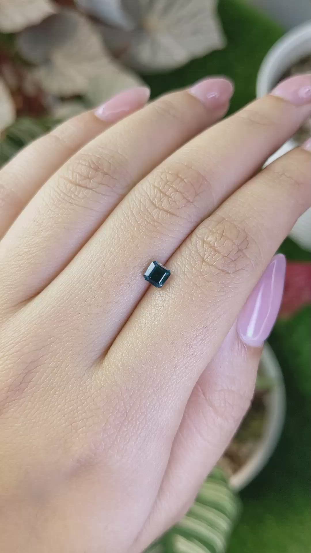 0.71 Ct. Greenish Blue Sapphire from Ceylon (Sri Lanka) Size Video