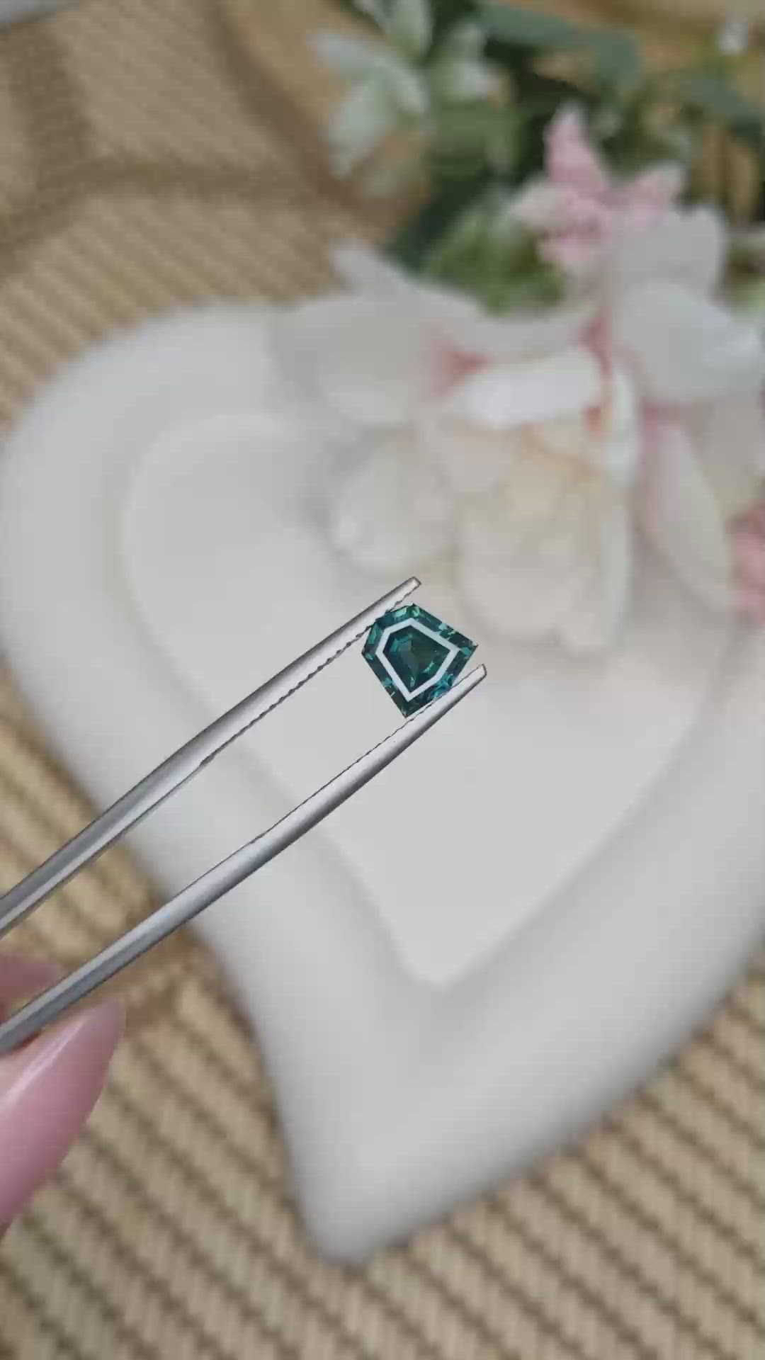1.56 Ct. Bluish Green Sapphire from Ceylon (Sri Lanka) Size Video