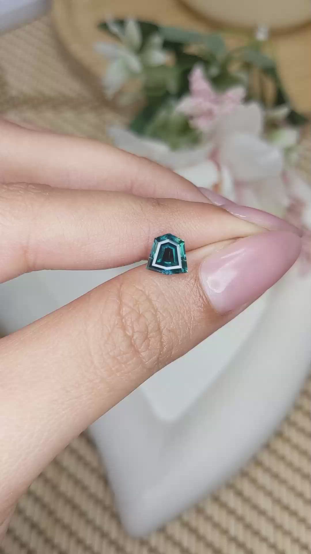1.56 Ct. Bluish Green Sapphire from Ceylon (Sri Lanka) Size Video