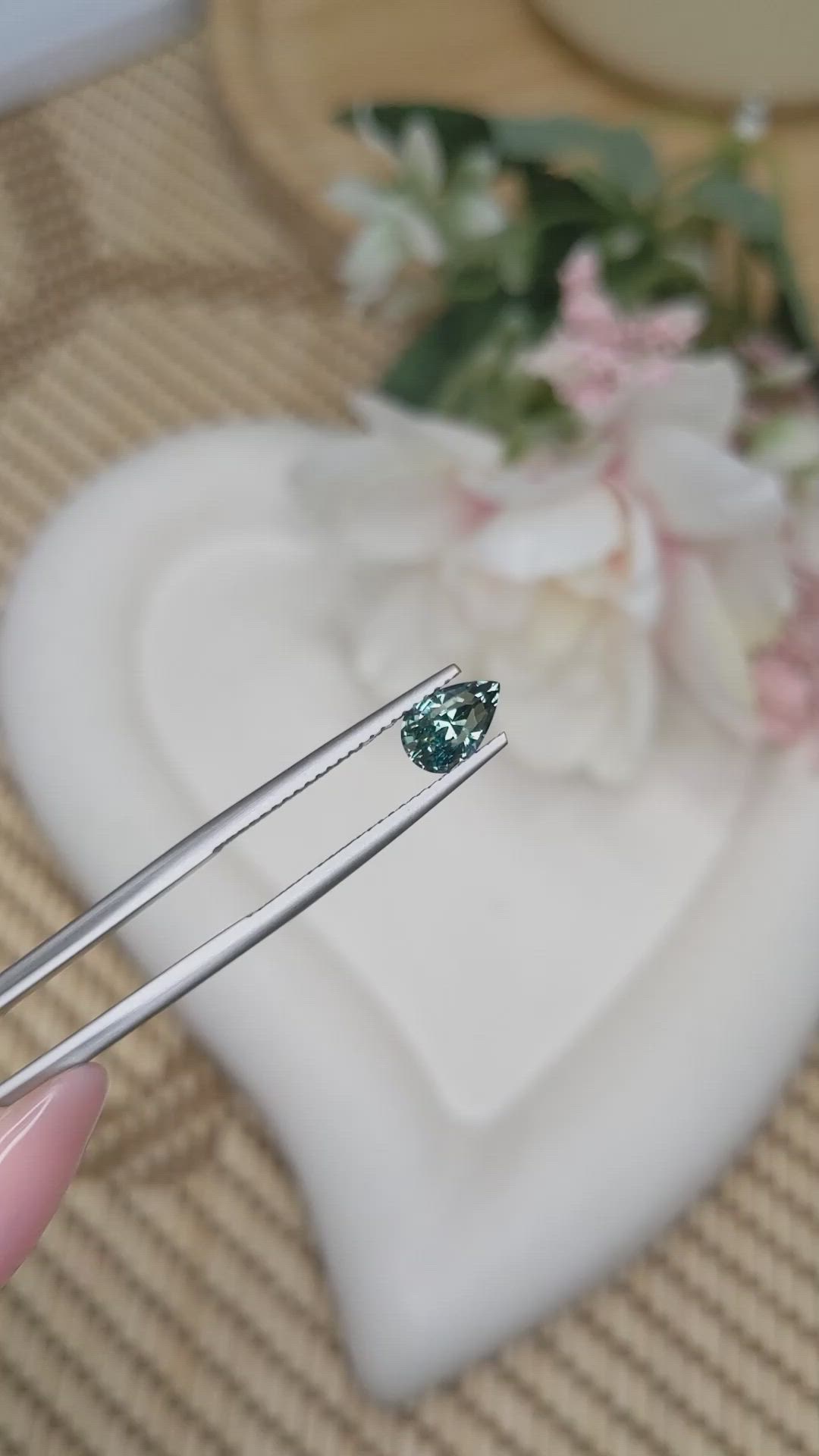 1.19 Ct. Bluish Green Sapphire from Ceylon (Sri Lanka) Size Video