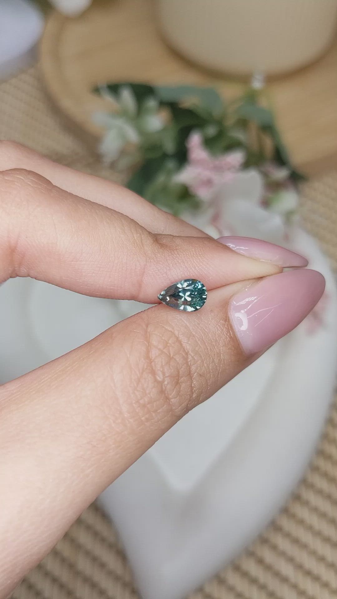 1.19 Ct. Bluish Green Sapphire from Ceylon (Sri Lanka) Size Video
