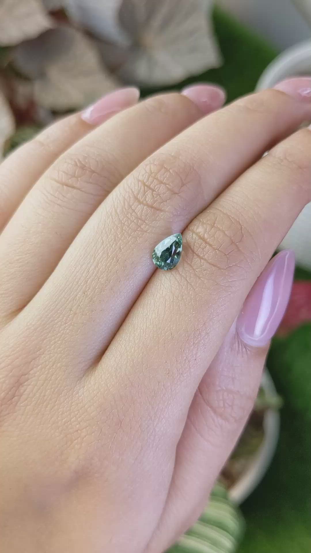 1.19 Ct. Bluish Green Sapphire from Ceylon (Sri Lanka) Size Video
