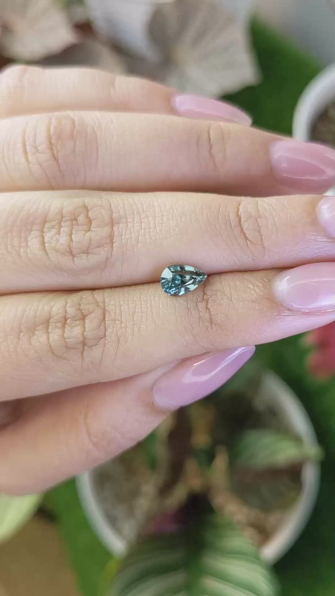 1.19 Ct. Bluish Green Sapphire from Ceylon (Sri Lanka) Size Video