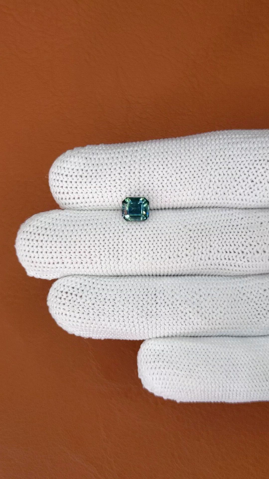 1.71 Ct. Bluish Green Sapphire from Ceylon (Sri Lanka) Size Video